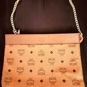 MCM pouch/make up case converted to a clutch